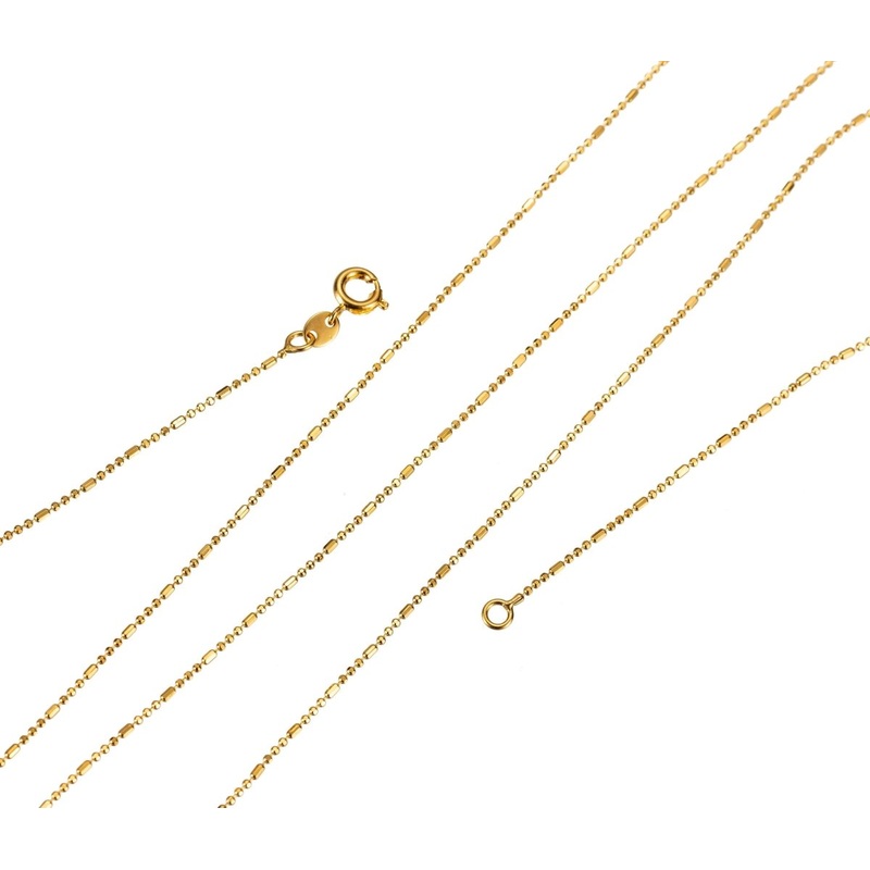 24K Gold Plated Bead Necklace – Dainty 0.8mm, 1mm Bead Chain – 13.7, 19.6 Inches Bead Necklace w/ Spring Ring | CN-484, CN-506  Clearance Pricing 13.7 Inches