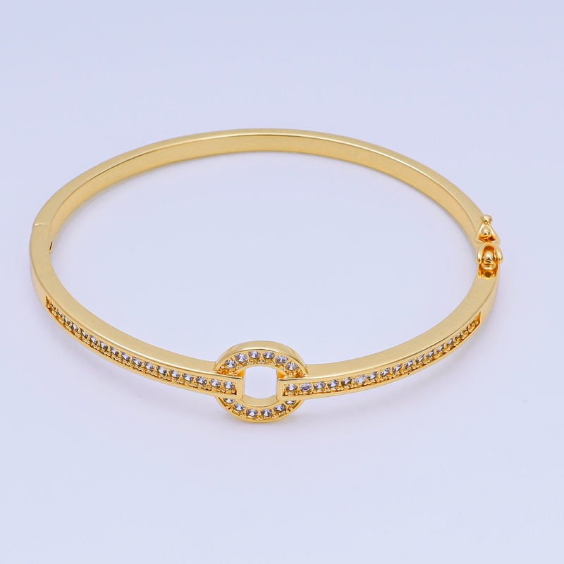 Gold bangle Bracelet Octagon with CZ Bracelets, Wrap Bracelet, Cubic Zirconia Jewelry For Christmas Gift Gold Diamond Minimalist Cuff | Hinged Cuff | Open Gold Cuff | Gift for her WA-426 Clearance Pricing