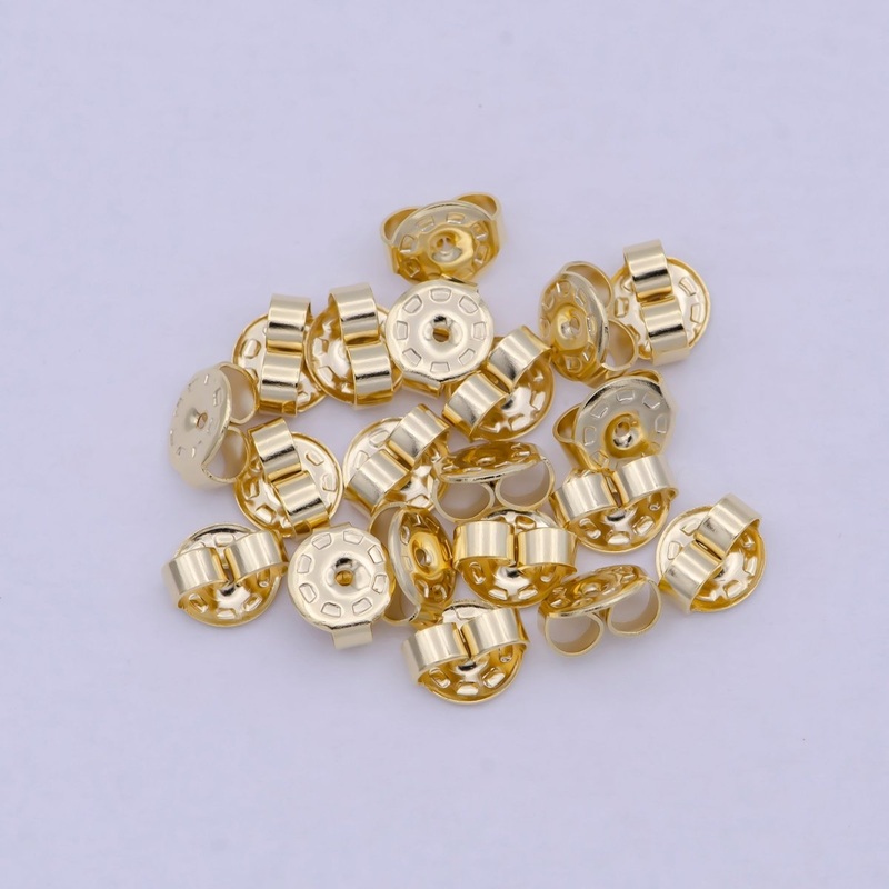 Gold Earring Backs for Studs Hypoallergenic Earring Backs Replacements Posts for Diamond Studs Droopy Secure Locking Earring Backs, 5mm K-353