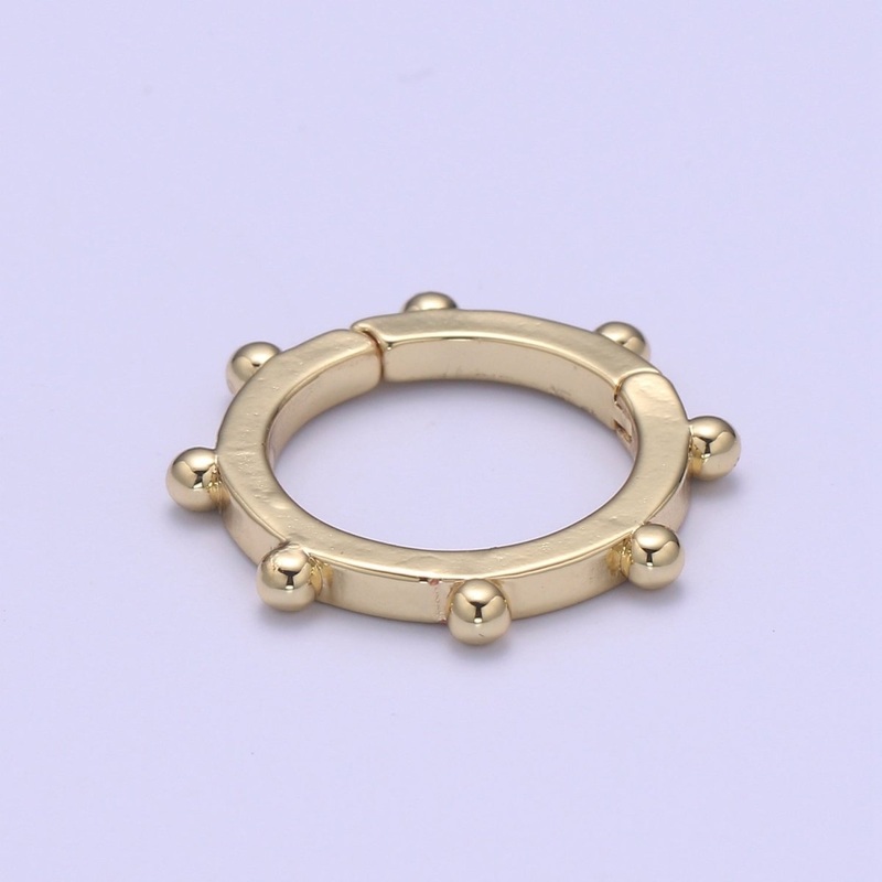 Nautical Gold Spring Gate Ring, 18 mm Ship Wheel Push Gate ring, Charm Holder Clasp for Connector, Wristlet Holder L-275