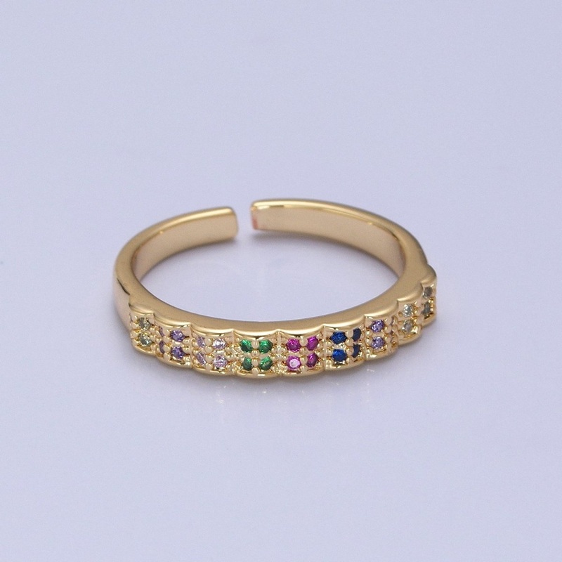 Rainbow Ring Gold Band Multicolor Band Ring Stackable Rainbow CZ Ring Rainbow Jewelry Stackable O-2128
