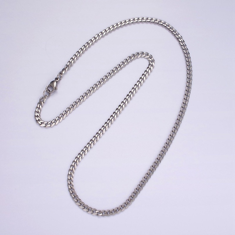 Rhodium Plated 3.5mm Concave Flat Curb 18 Inch Layering Chain Necklace | WA-2316 Clearance Pricing