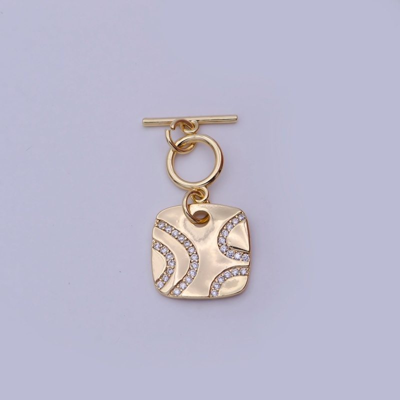 Wholesale CZ Gold Toggle Clasp OT Clasp Square Fancy Design Bulk Supply for Bracelet Necklace Component L-633