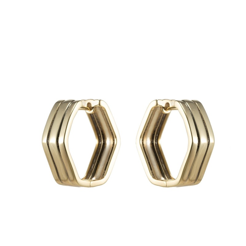 14K Gold Filled Octagon Huggie Earring Hoop Earring Modern Geometric Earring Minimalist Earring P-187