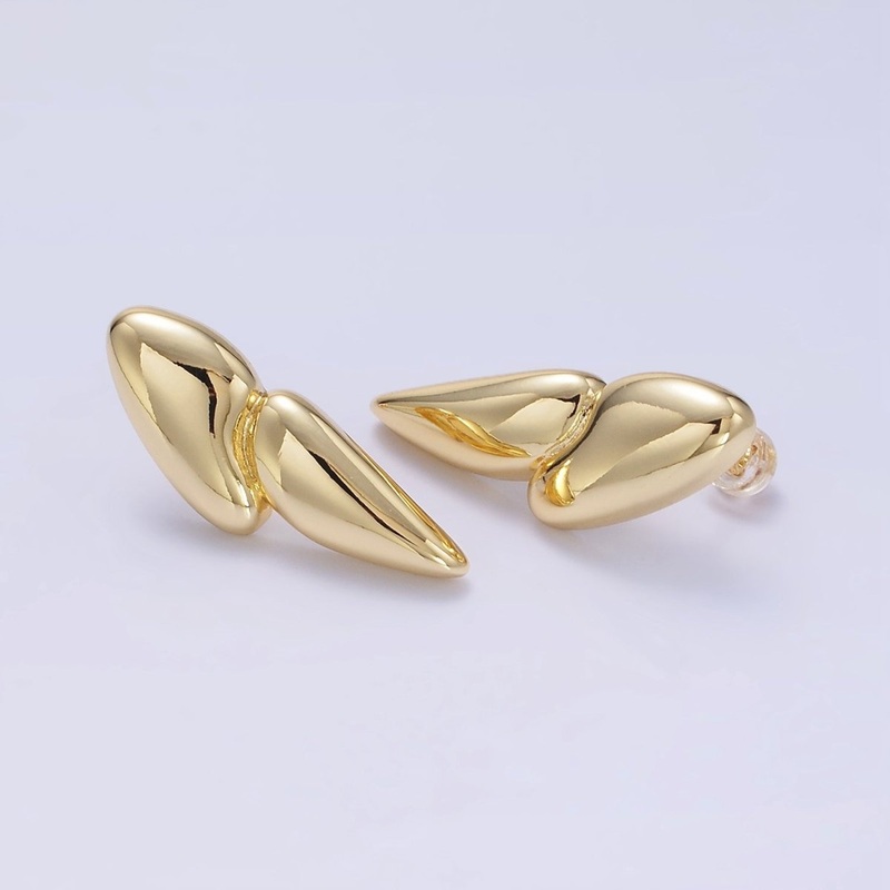 24K Gold Filled Double Geometric Molten Stud Earrings | P114