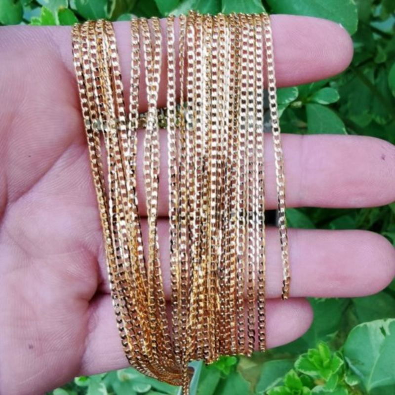 24K Gold Filled Necklace, Curb Chain Necklace, Gold Curb Chain Layering Necklace, 17.8″ Dainty 2mm Curb Necklace w/ Lobster Clasps | CN-832  Clearance Pricing