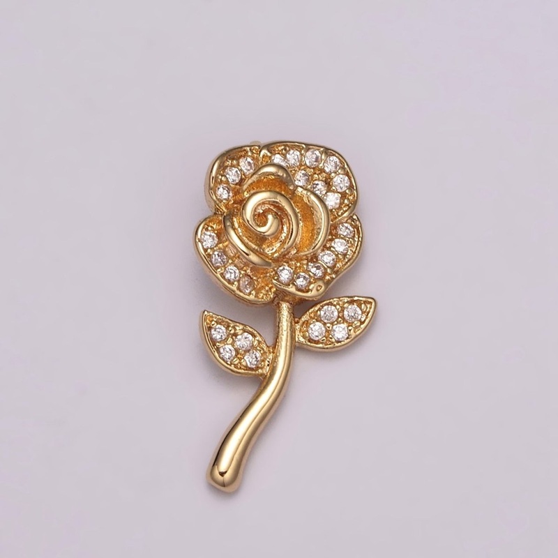 Mini Rose Flower Charm 18K Gold Filled Flower Pendant N-175
