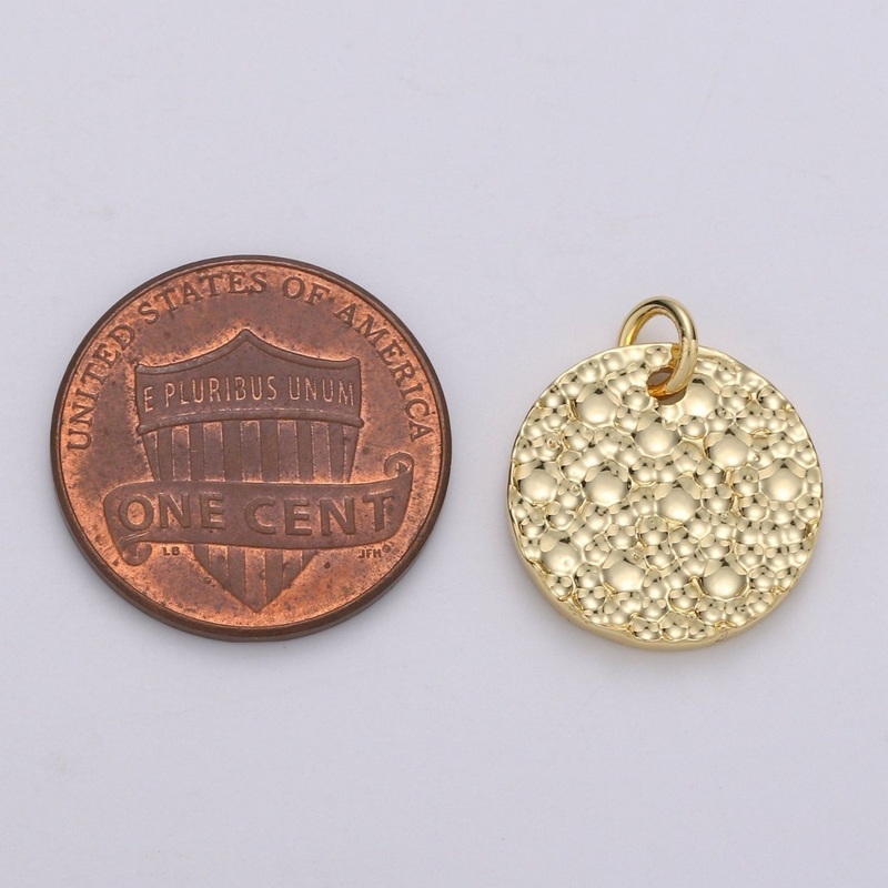 Round Hammered 14K Gold Filled Coin Charm Dainty Craft Supplies For Necklace Bracelet Jewelry Making Geometric Charm Jewelry Making Supply DIY D-633