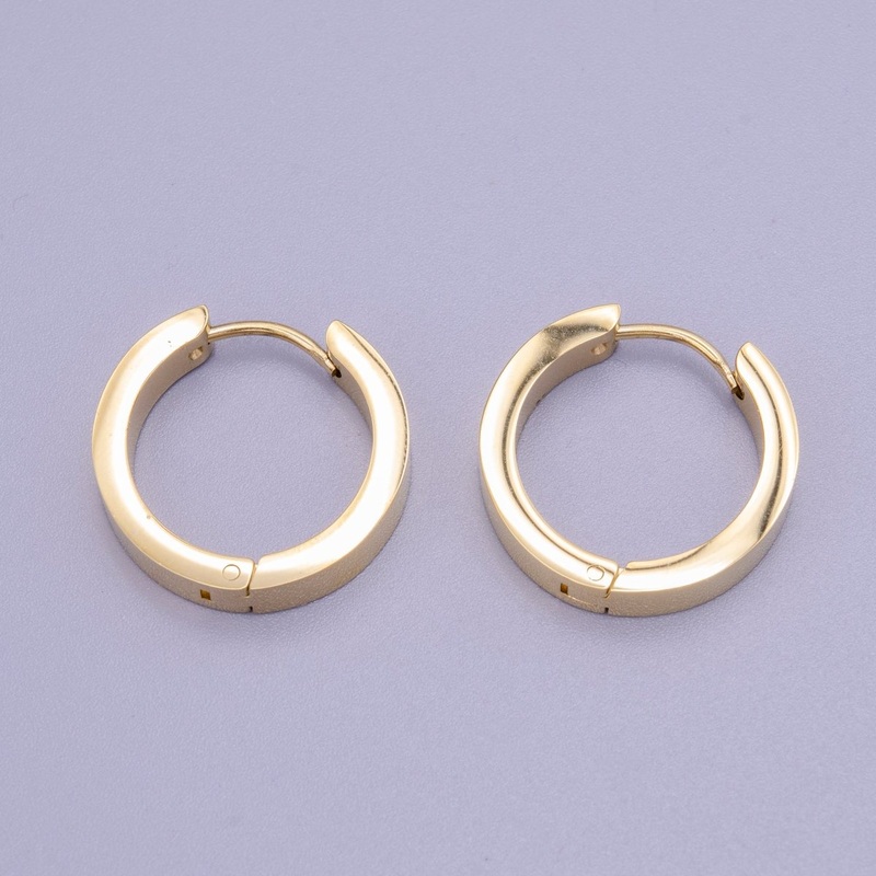 Stainless Steel 20mm Gold Flat Huggie Endless Hoop Earrings | AD1407