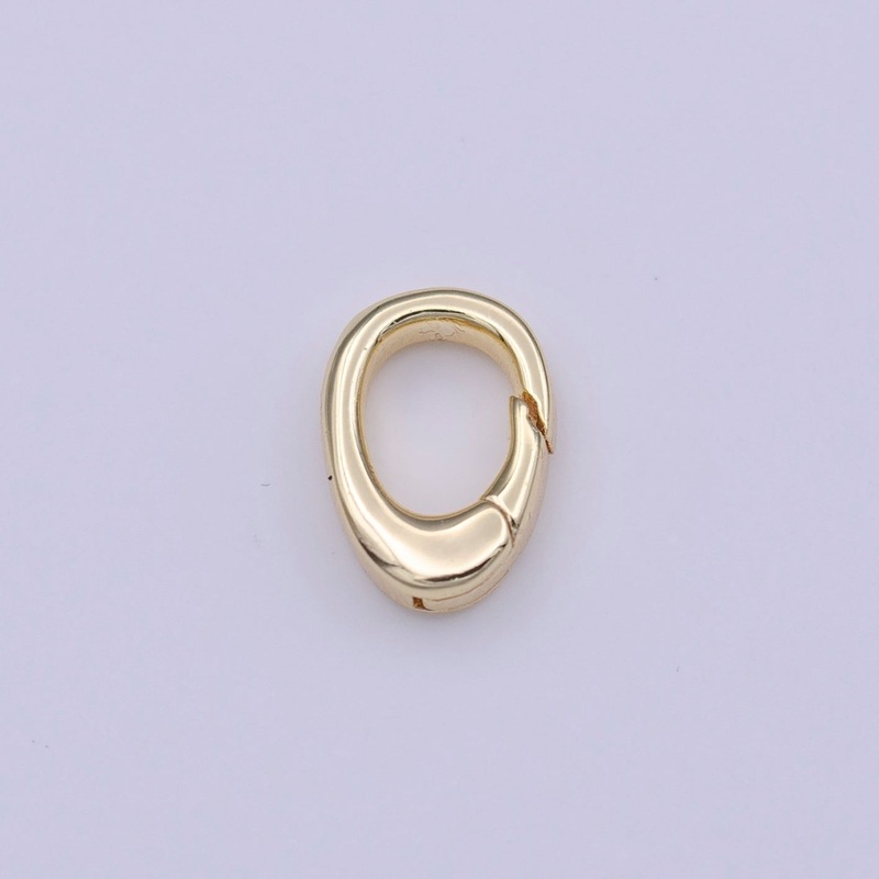 Tiny Gold Spring Gate Ring, Push Gate ring 6.7×9.4mm Tear Drop Ring Charm Holder Gold Clasp for Jewelry Clasp K-286