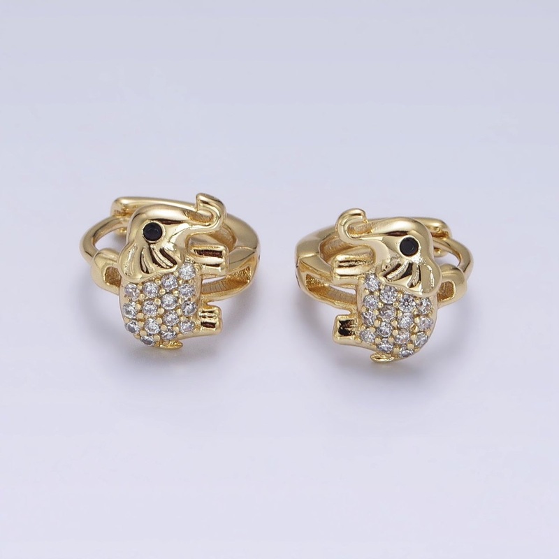 14K Gold Filled Elephant Micro Paved CZ Cartilage Huggie Earrings | AD1383