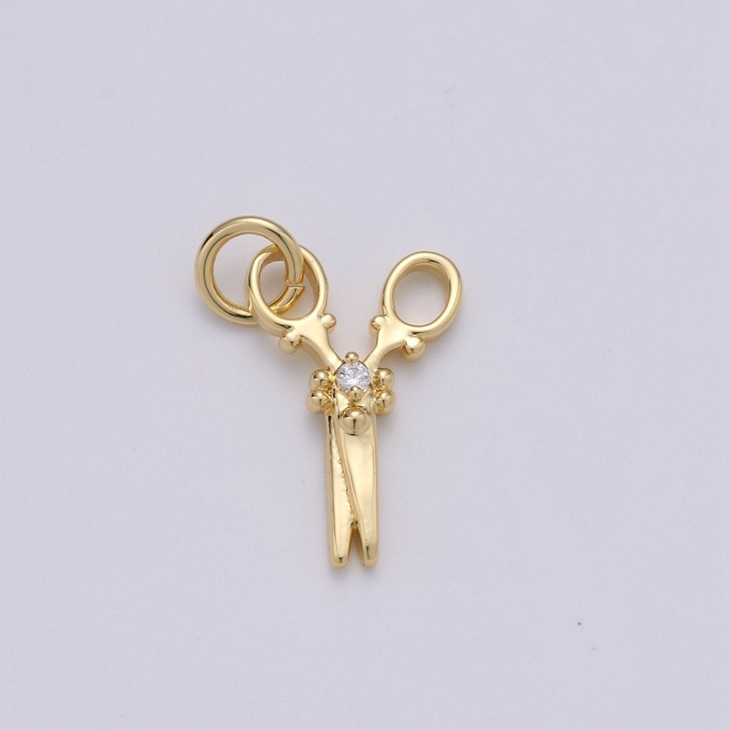 14k Gold Filled Scissor Pendant Charm, Dainty scissor charm Gold Filled Pendant, For Jewelry Making Supply D-635