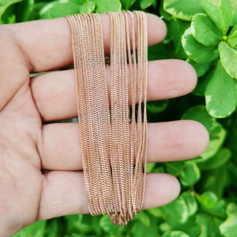 18K Gold Filled Necklace, Curb Chain Necklace, Gold Curb Chain Layering Necklace 1.1mm 17.7 Inch Ready To Wear Chain | CN-838  Clearance Pricing