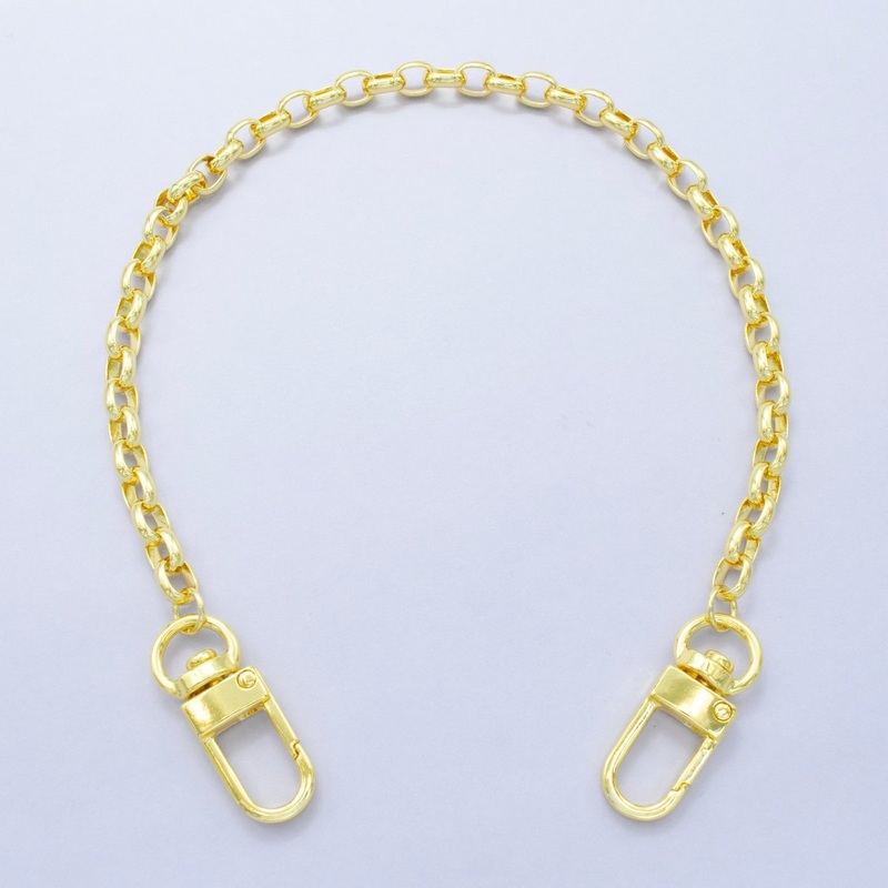 24K Gold Filled 11.5-Inch Rolo Chain Bag Purse Charm Swivel Keychain Findings | WA-2942