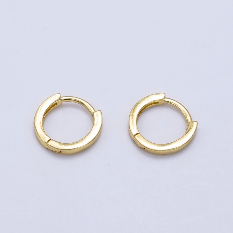 24K Gold Filled 12mm Minimalist Flat Cartilage Huggie Earrings | AD774