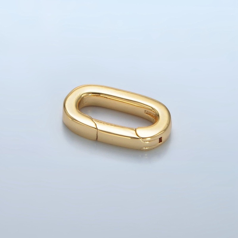 24K Gold Filled 14mm Minimalist Oblong Push Gate Closure Findings | Z968