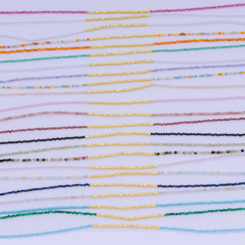 24K Gold Filled Colorful Gemstone Bead Necklace 16.92 Inch with Extender | WA-3626 – WA-3648 Red