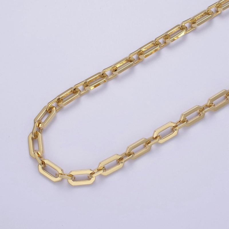 24K Gold Filled PaperClip Chain, 10X5.5mm Hexagonal Paperclip Unfinished Chain For Necklace Making Jewelry Supply Component | ROLL-654 Clearance Pricing
