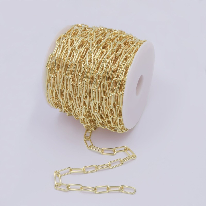 Chunky Paperclip Chain Necklace 17.4X7.3mm, 24K Gold Filled Jumbo Link PAPER CLIP 1 Yard Lead Nickel Free, Unfinished Link Chain | ROLL-186 ROLL-073