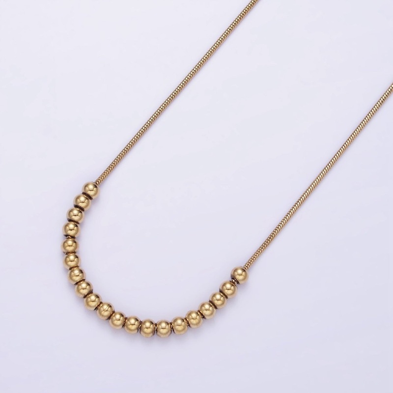 Stainless Steel 2.5mm Bubble Bead 16 Inch Herringbone Chain Necklace | WA-2395