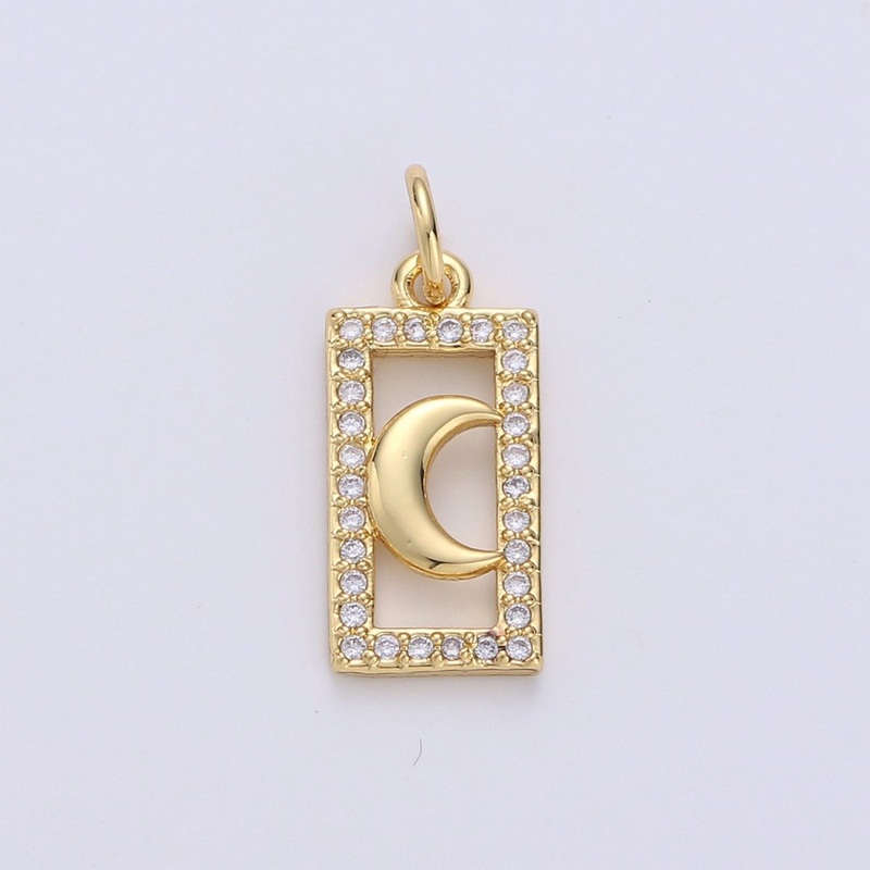 Tiny Moon Charm CZ Cubic Zirconia Mini Crescent moon Charm Gold Charm 14k Gold Filled Micro Pave Charm for Bracelet Necklace Earring Jewelry D-235