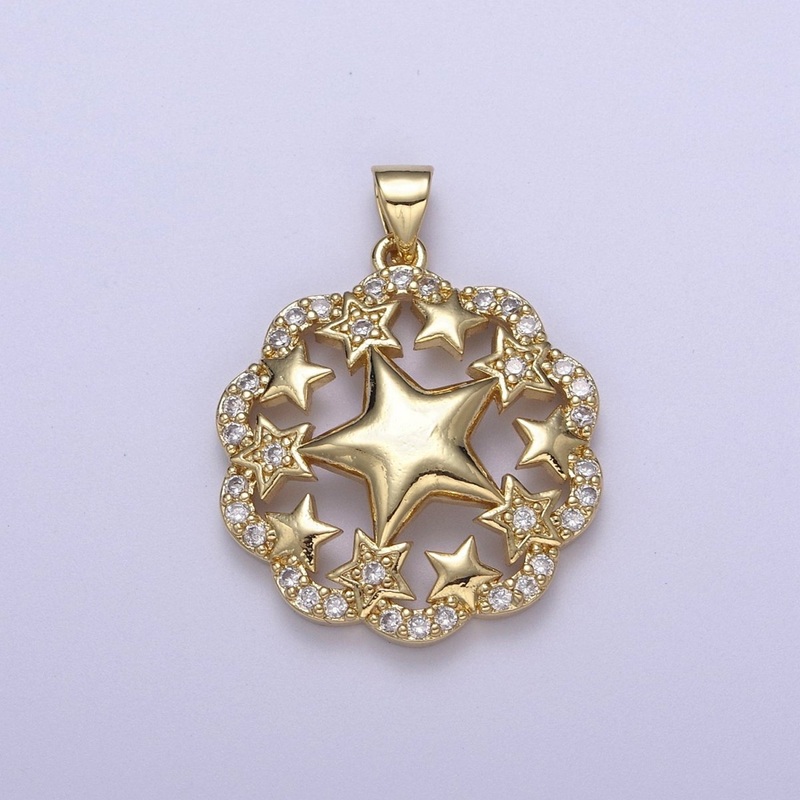 Twinkle Little Star Gold Filled Pendant Cubic Zirconia Star Charm for Celebration Party H-483