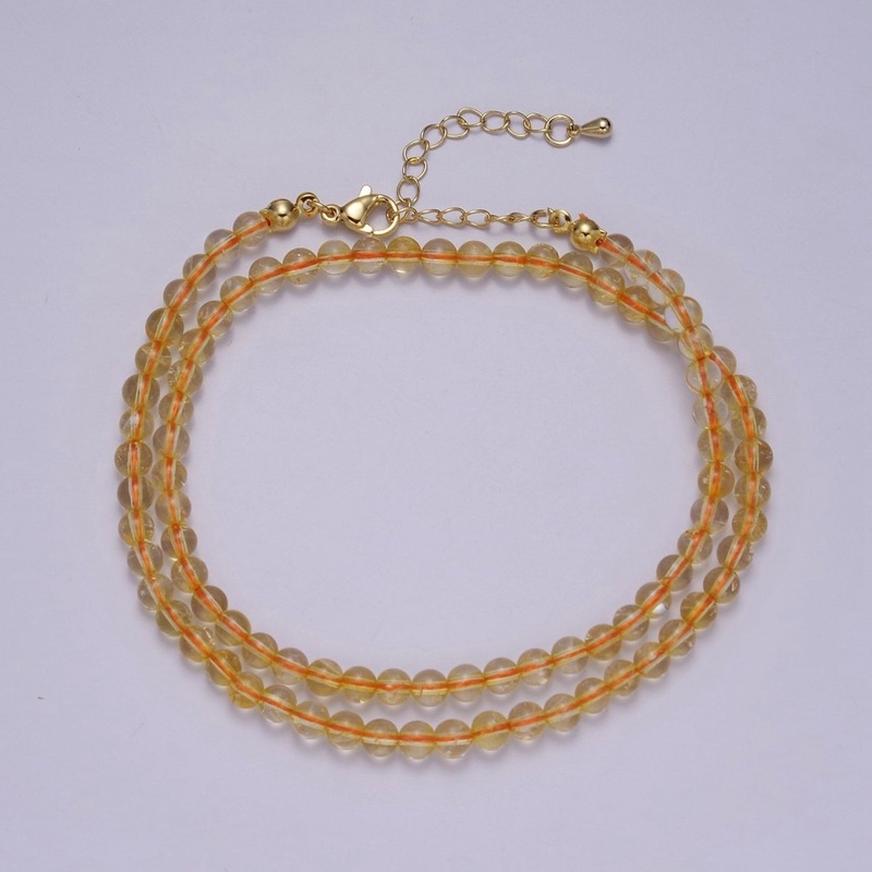Yellow Quartz Bead Necklace for Layering Jewelry | WA-877 Clearance Pricing