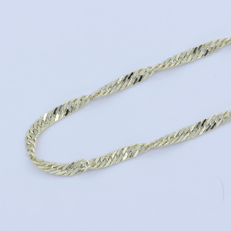 14K Gold Filled 1.8mm Twisted Singapore 18 Inch Chain Layering Necklace | WA-228 Clearance Pricing