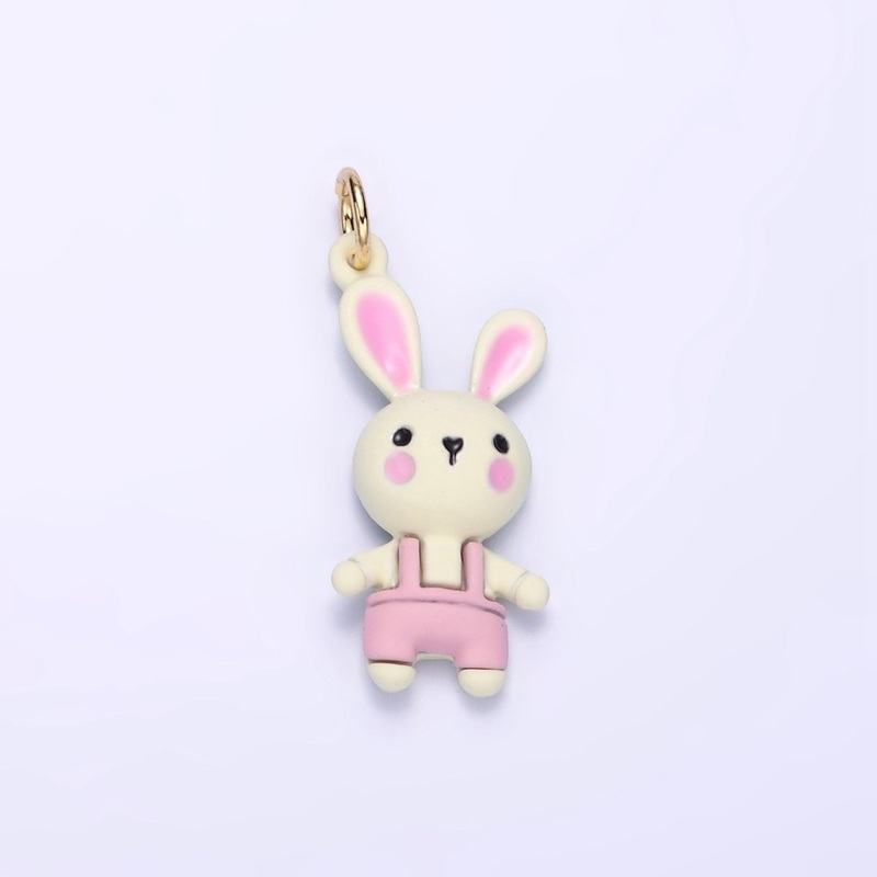 14K Gold Filled Bunny Rabbit Overalls Mini Charm | D056