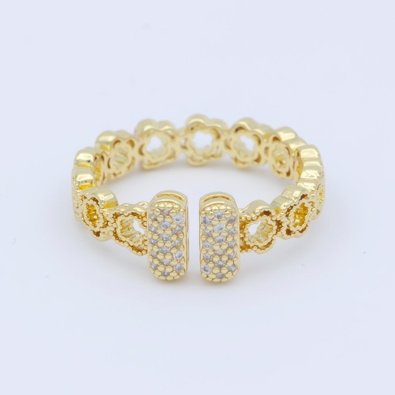 Dainty open ring, gold bar ring, open bar ring, T ring Cz minimalist jewelry Open Adjustable Ring O-486