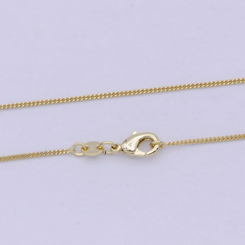 OS 24K Gold Filled Curb Chain Necklace, 17.7 Inch Curb Chain Necklace, Dainty 1mm Link Necklace w/ Lobster Clasp | WA-811 Clearance Pricing