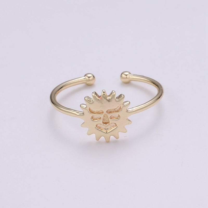 Sun 18k Gold Ring, Helios Adjustable Gold Curb Ring, Simple Ring, Titan Ring R-263