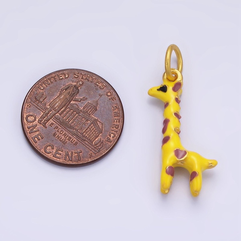 14K Gold Filled 25mm Giraffe Safari Animal Enamel Charm | AG698
