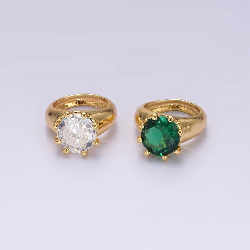 14K Gold Filled Clear, Green CZ Dotted Signet Mini Ring Charm | Z579 Z580 Clear