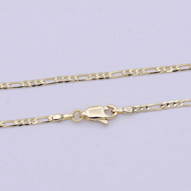 14K Gold Filled Figaro Chain Necklace Lead Nickel Free 1.8mm Figaro Ready To Wear | WA-799 Clearance Pricing