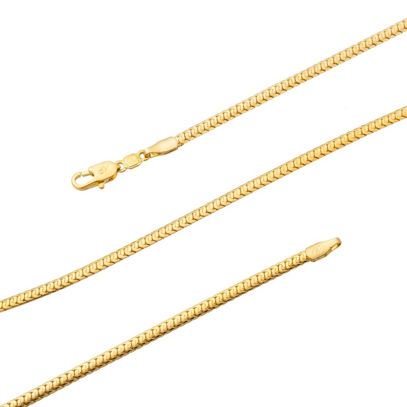18.5 inch Snake Chain Necklace, 24K Gold Plated Snake Finished Necklace For Jewelry Making, Dainty 2.8mm Width Snake Necklace w/ Lobster Clasps | CN-254  Clearance Pricing