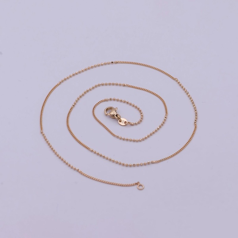 18 inch Long Fusion Necklace Beaded With Curb Chain Fancy Chain Necklace in 18k Gold Filled | WA-538 Clearance Pricing