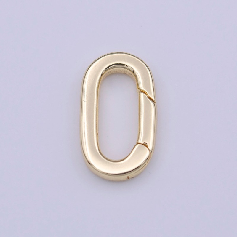 Minimalist 14mm Oval Oblong Push Spring Ring Gate Gold Jewelry Supply | K-235
