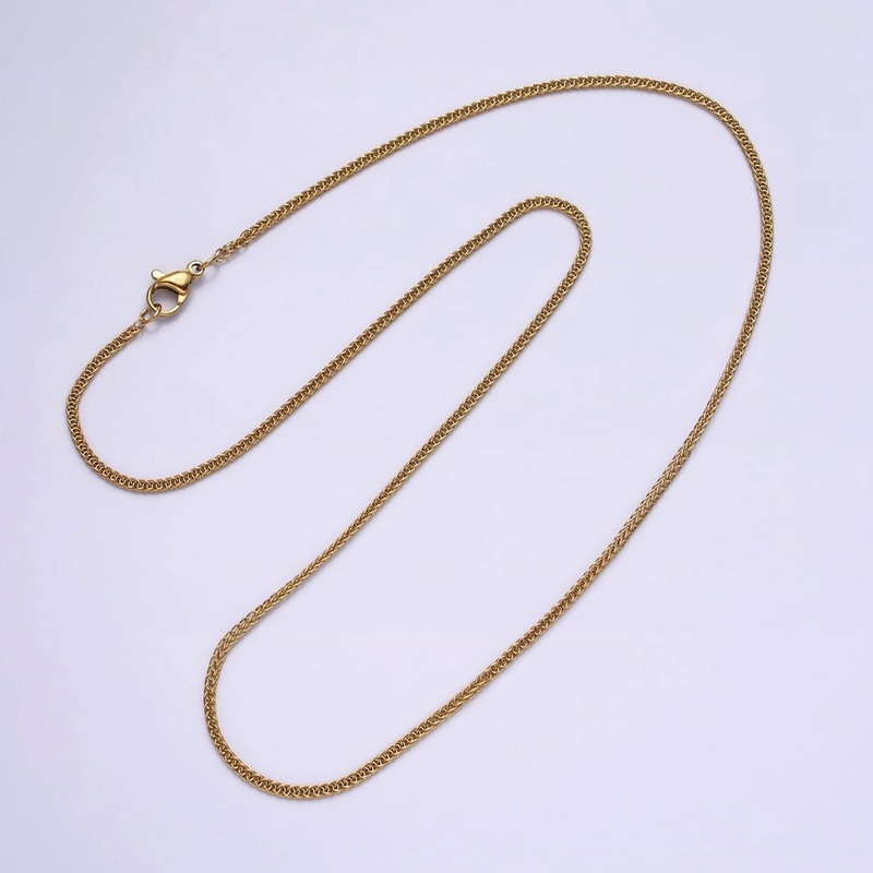 Stainless Steel 1.5mm Dainty Curb Wheat Chain 18 Inch Layering Necklace | WA-2000 Clearance Pricing
