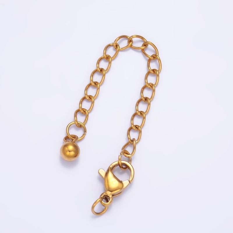 Stainless Steel Lobster Claw Clasps w. 2-Inch Extender Findings  | Z1061