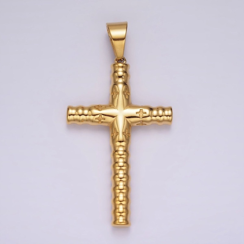 Stainless Steel Rounded Minimalist Latin Cross Pendant Religious Jewelry | P872