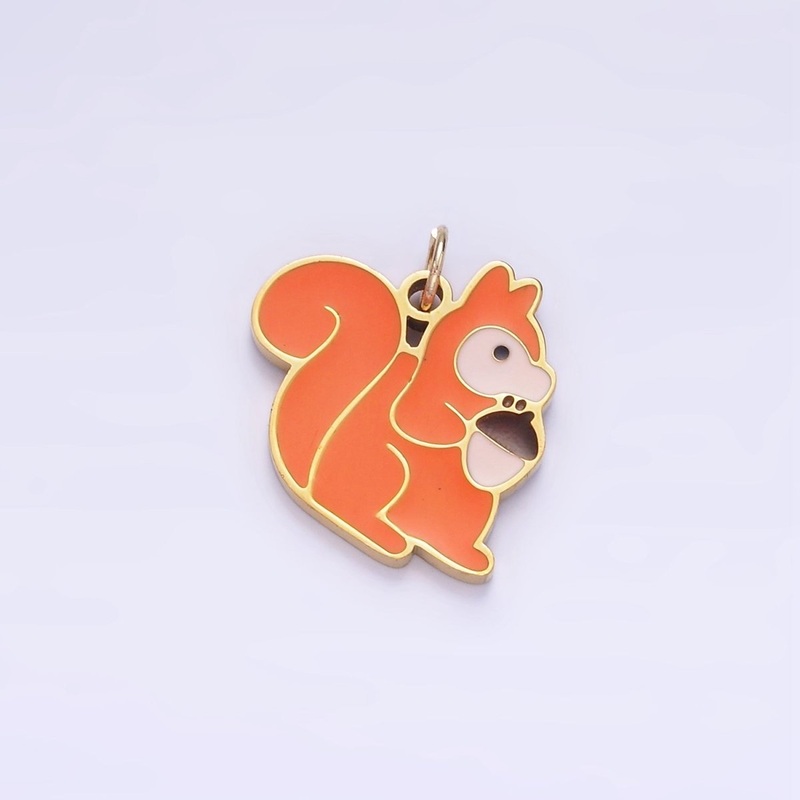 Stainless Steel Squirrel Charm Enamel Animal Kids Jewelry Pendant | P1002