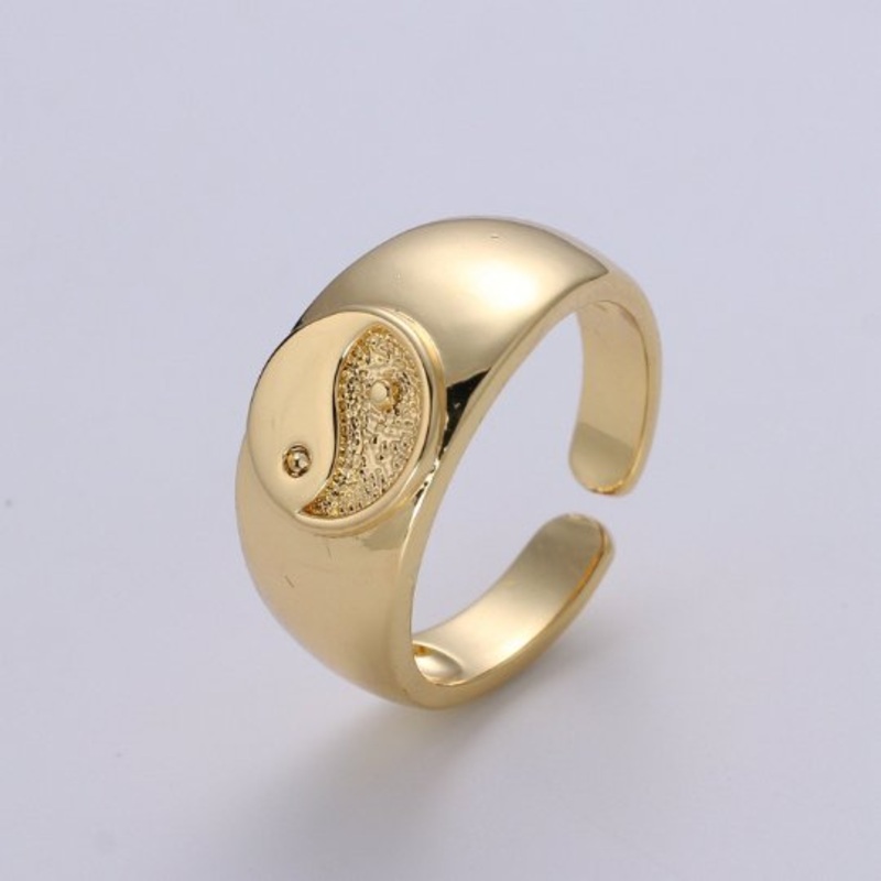 Yin Yang Ring, Dome Ring, Adjustable Gold Ring, Chunky Ring, Stackable Ring for Statement Jewelry Birthday Gift Idea for Her woman ring sz 6 R524