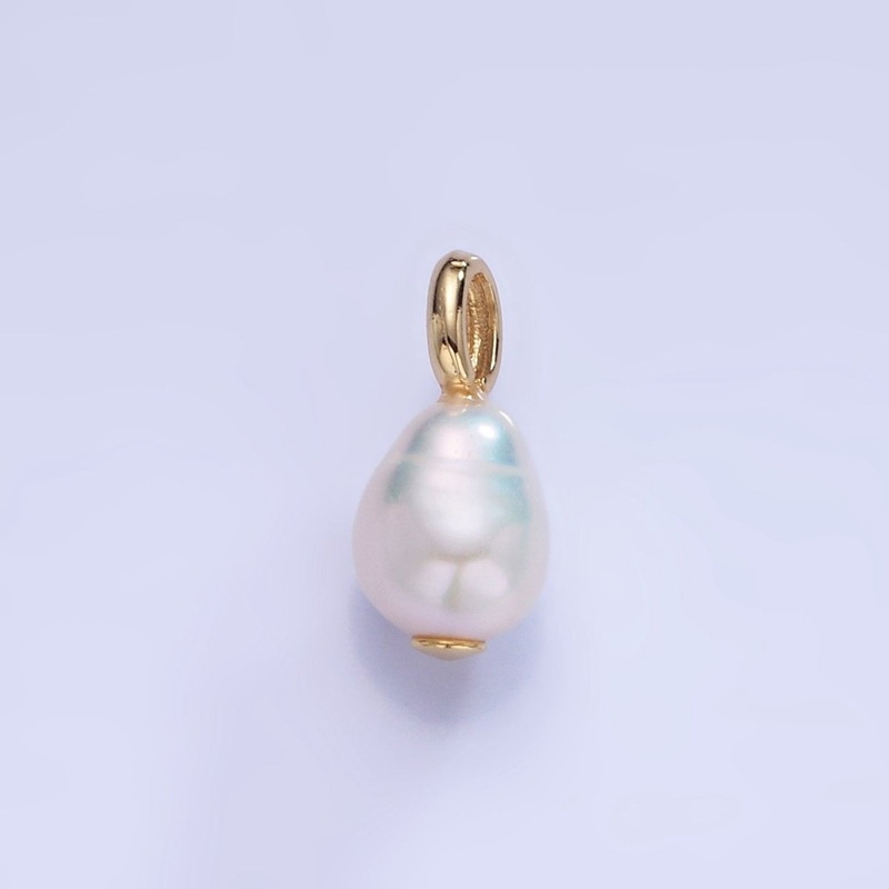 14K Gold Filled 14mm Ringed Freshwater Pearl Drop Pendant | P1730