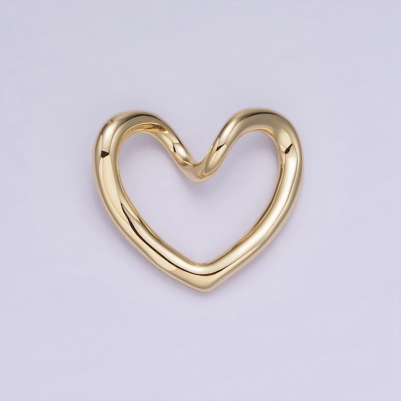 14K Gold Filled 16mm Curved Open Heart Link Pendant Findings | Z712