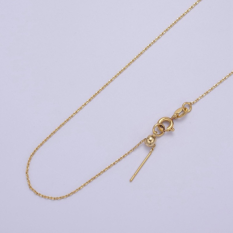 14K Gold Filled 1mm Cable Chain Dainty 19 Inch Layering Slider Necklace | WA-738  Clearance Pricing