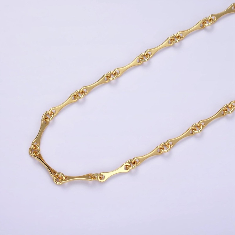 14K Gold Filled Curved Link Unfinished Chain for Jewelry Making | ROLL-1436
