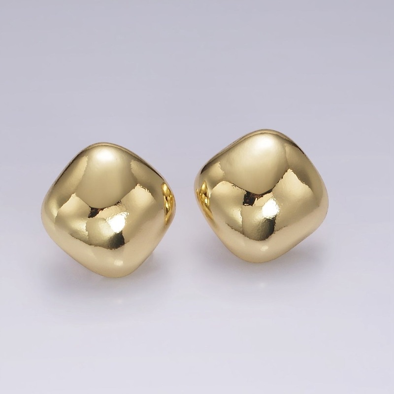 14K Gold Filled Square Dome Open Loop Stud Earrings Findings Supply | Z625