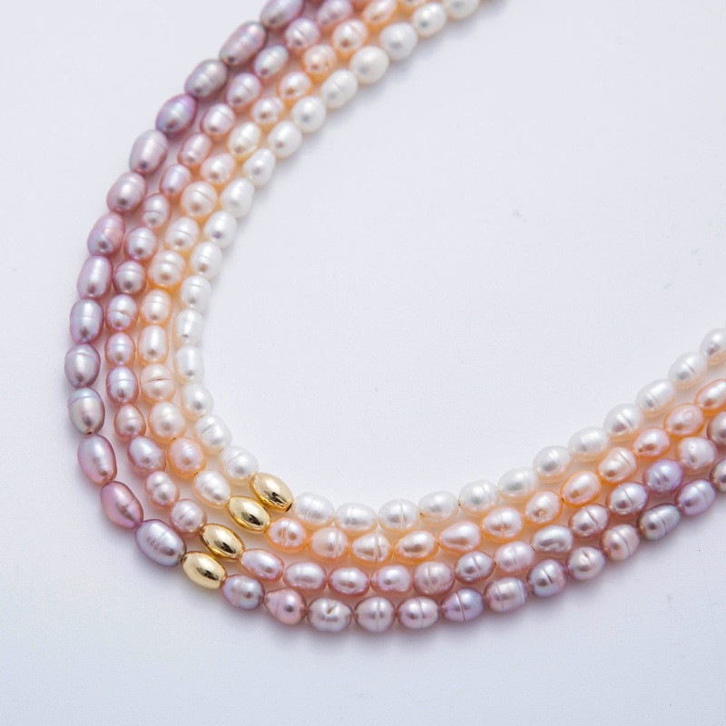 24K Gold Filled Sphere White, Pink, Purple Freshwater Pearl Handmade 16 Inch Necklace | WA-3223 ~ WA-3225 White