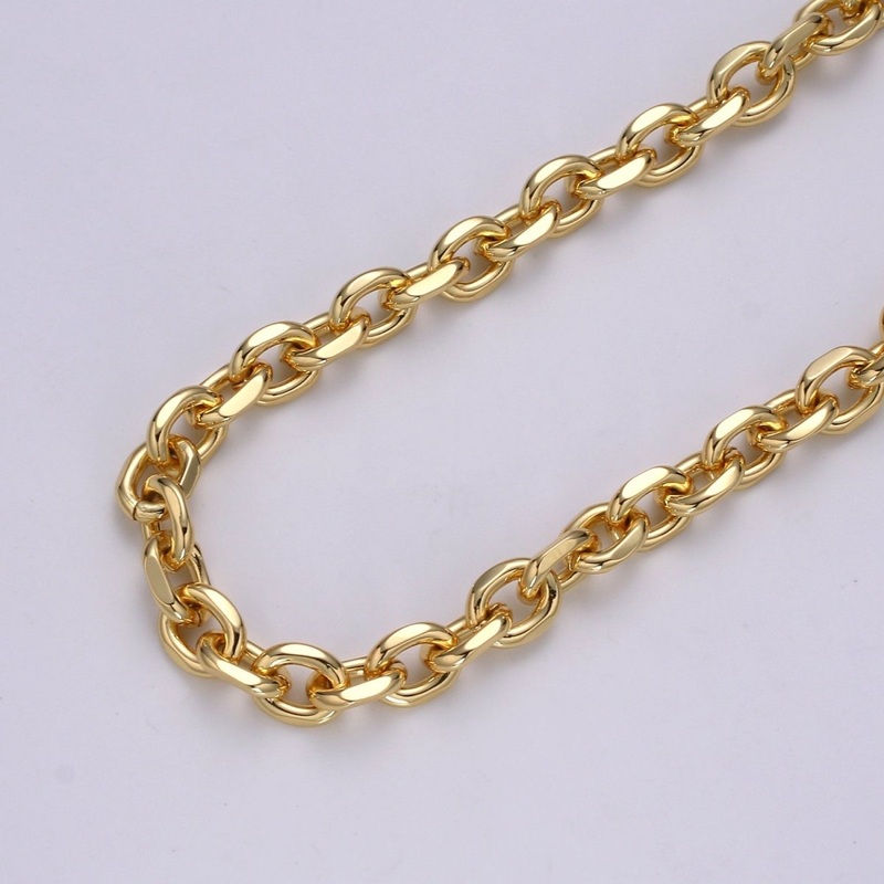 7.5X9mm 24K Gold Plated CABLE Chain Sold by Yard, Unfinished Chain For Necklace Bracelet Anklet Component Supply | ROLL-496